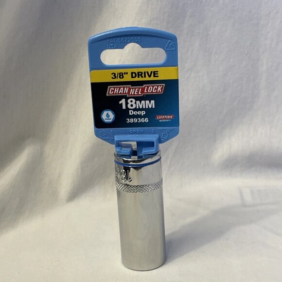 CHANNELLOCK 18 mm x 3/8" Drive Metric Deep Socket 6 Point Chan Nel Lock 389366 - Picture 2 of 10